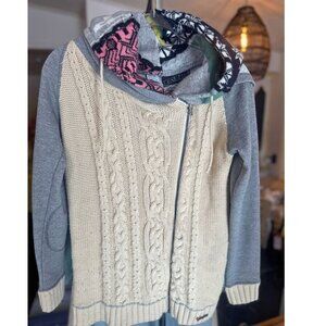 Desigual Mixed Knit Zip Hoodie Sweater Jacket – Size S